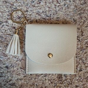 Cream Tassel Keyring Card & Coin Pouch
